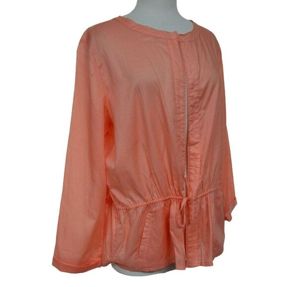 Kate Hill Big Shirt Tunic Top Sz Large Open Front Drawstring Waist Pockets NEW - Picture 6 of 6
